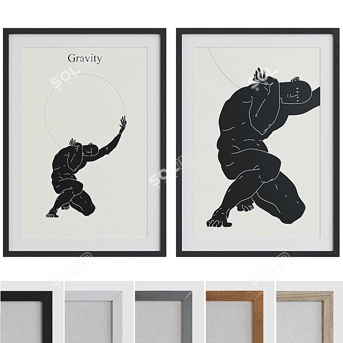 Title (translated from Russian): Modern Picture Frame Set with Silhouette Design

Title: Silhouette Frame Set 3D model image 1