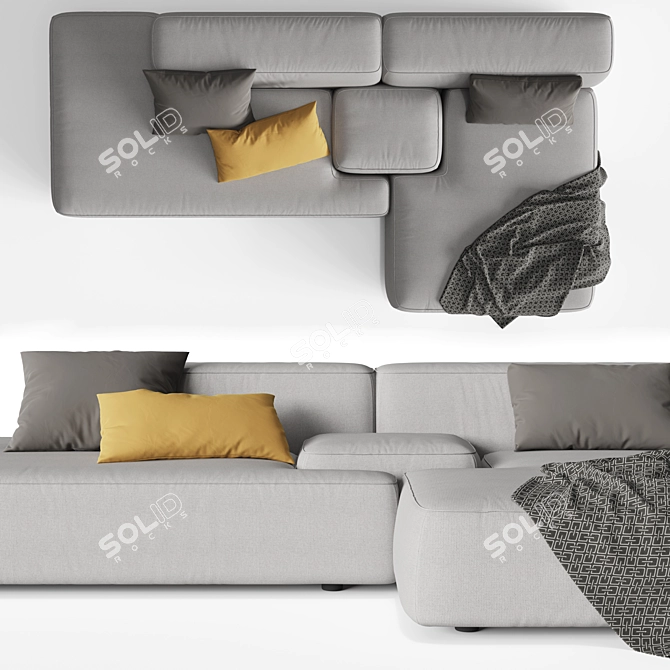 Italian LEMA Cloud: Stylish Sectional Sofa 3D model image 3