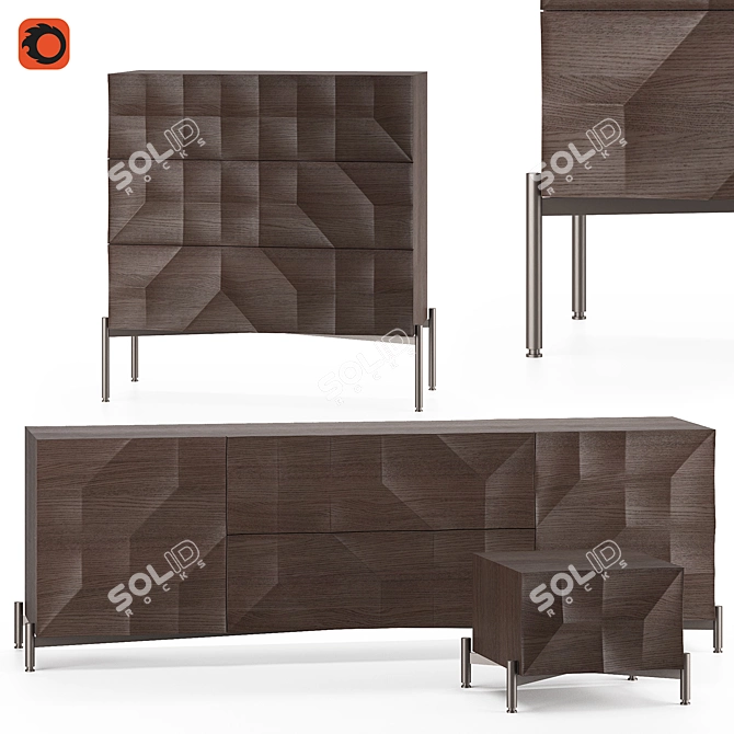 Modern Natuzzi Italia AMBER W018: Chest & Bedside Table 3D model image 1