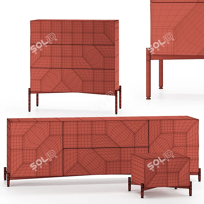 Modern Natuzzi Italia AMBER W018: Chest & Bedside Table 3D model image 2