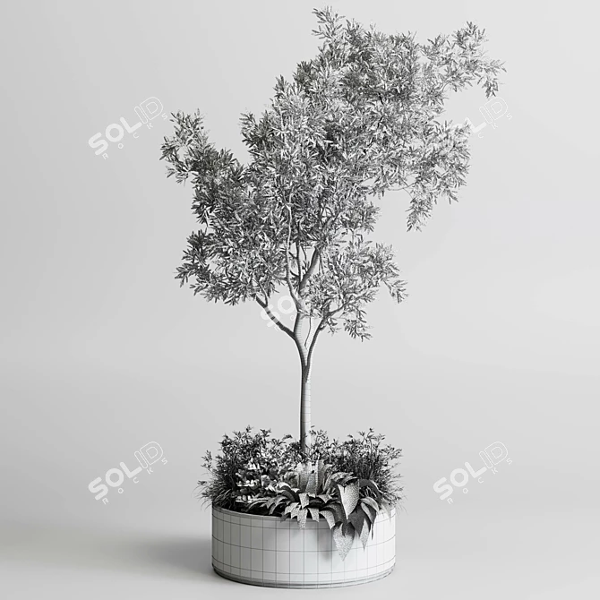 Concrete Circle Garden Vase 3D model image 2