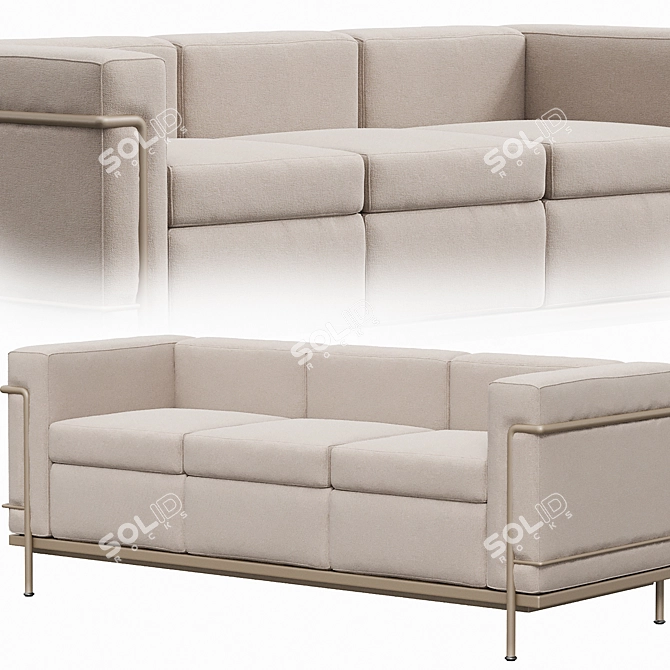 Le Corbusier LC2 3-Seater Sofa 3D model image 3