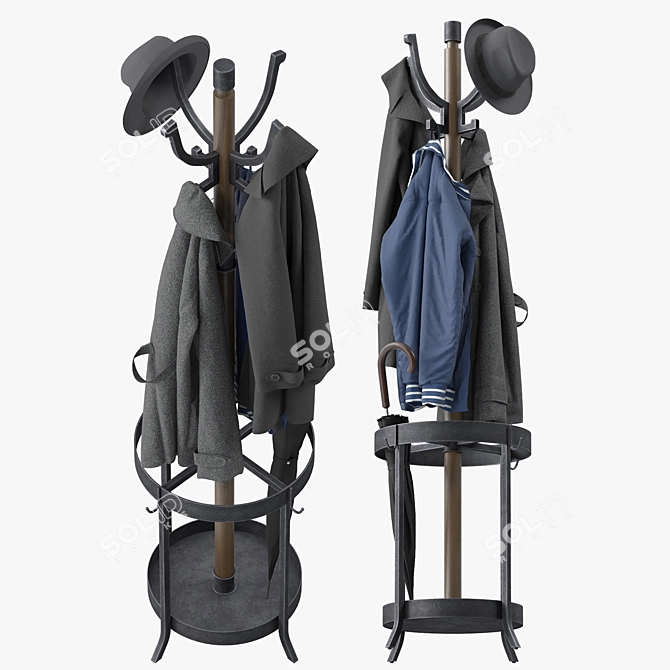 Andreas Coat Rack: Wood & Metal 3D model image 3