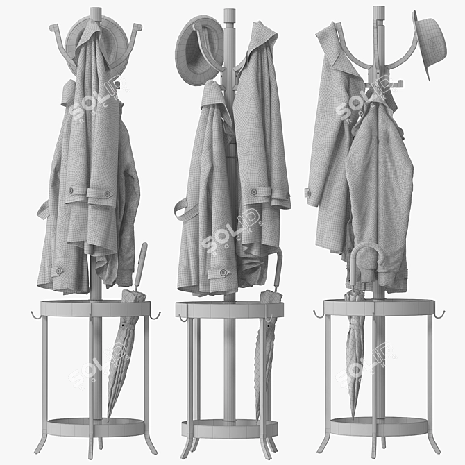 Andreas Coat Rack: Wood & Metal 3D model image 5