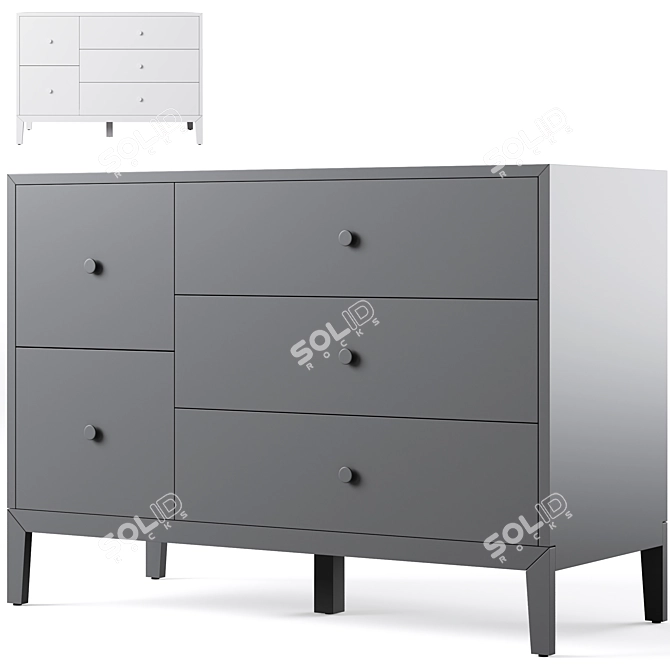 Simple Kids Wide Dresser 3D model image 1