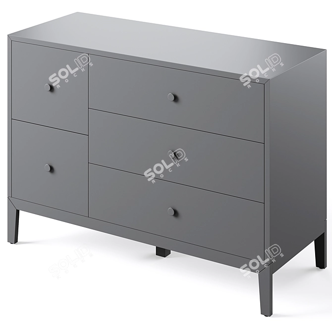 Simple Kids Wide Dresser 3D model image 4