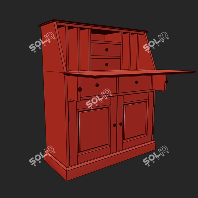 Betta Pine Secretary - Elegant and Practical 3D model image 4
