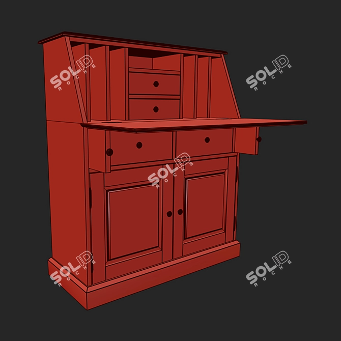 Betta Pine Secretary - Elegant and Practical 3D model image 8