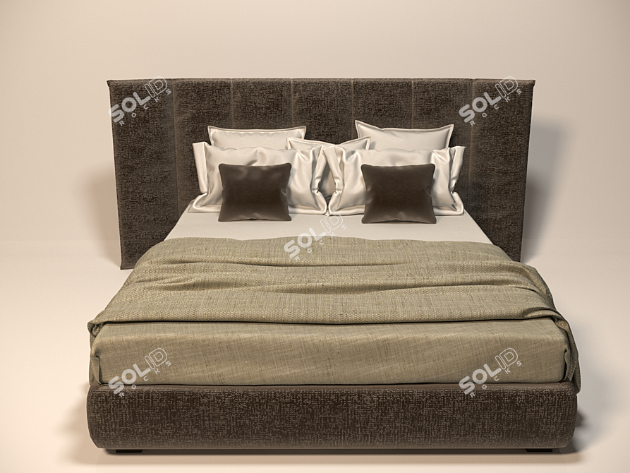 Silk-Embraced Bed Set: Elegant, Luxurious, and Comfortable 3D model image 2