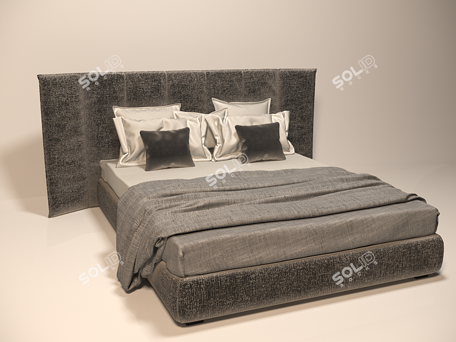 Silk-Embraced Bed Set: Elegant, Luxurious, and Comfortable 3D model image 3