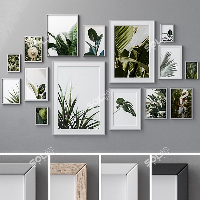  4-in-1 Wall Art Set: Downloadable 3D Models with Multiple Frame Color Options 3D model image 1