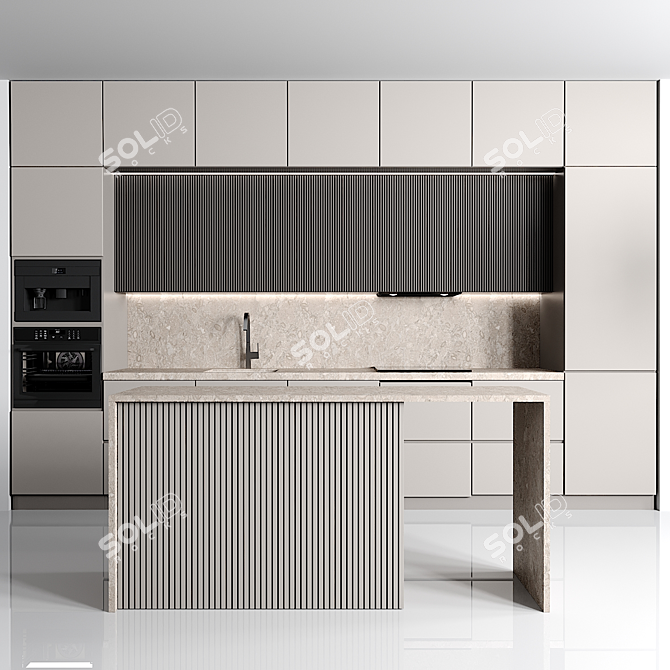 Modern Kitchen Design 3D Model 3D model image 1