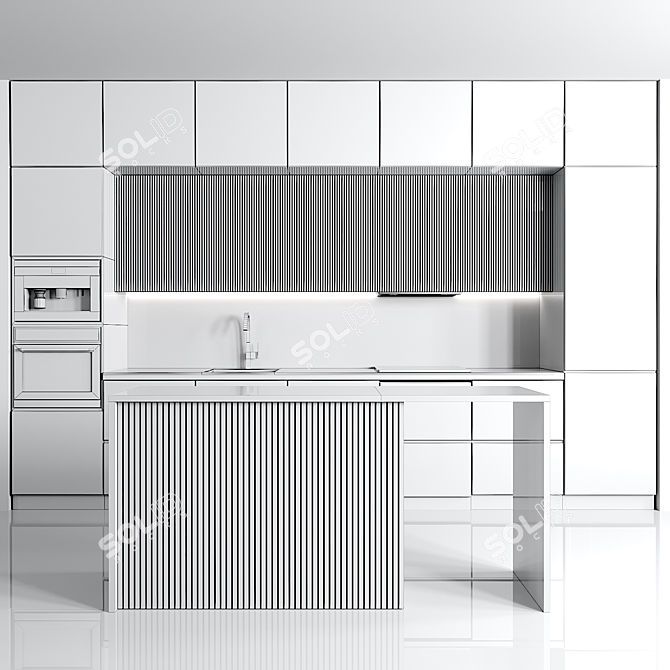 Modern Kitchen Design 3D Model 3D model image 4