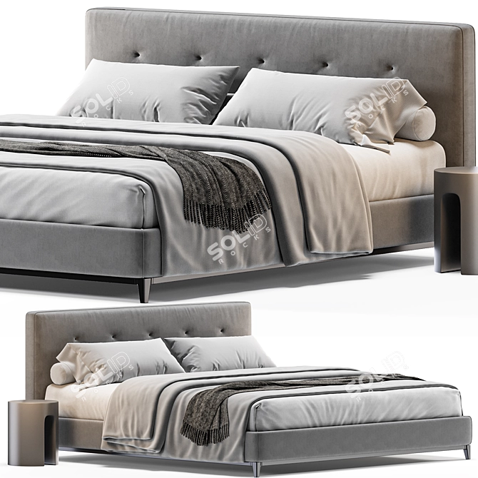 Luxury Quilted Bed by Minotti 3D model image 1