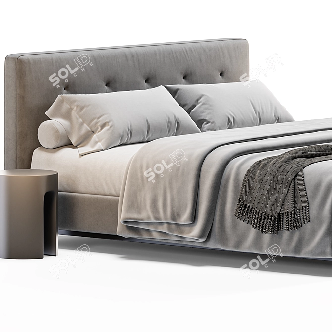 Luxury Quilted Bed by Minotti 3D model image 2