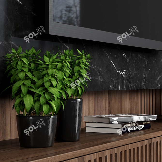  Modifiable TV Wall Unit 84 - High Quality Render Compatible - W 3300 x H 2600 x D 400 mm 3D model image 2