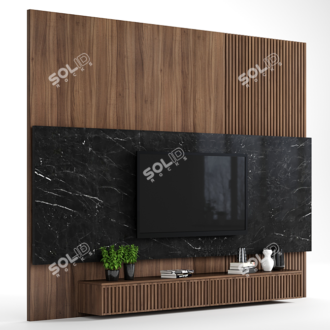  Modifiable TV Wall Unit 84 - High Quality Render Compatible - W 3300 x H 2600 x D 400 mm 3D model image 3