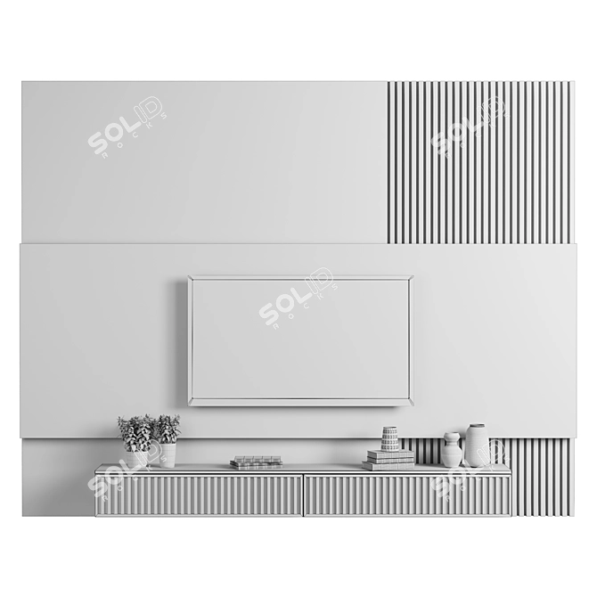  Modifiable TV Wall Unit 84 - High Quality Render Compatible - W 3300 x H 2600 x D 400 mm 3D model image 4