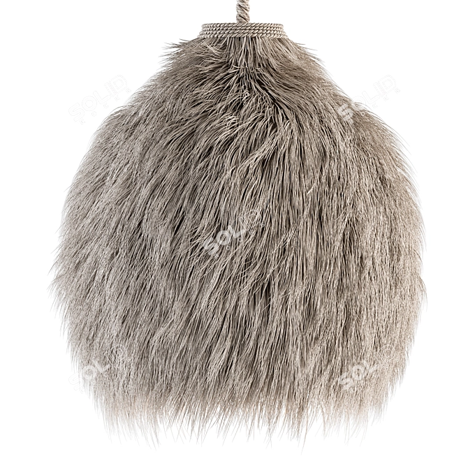 Natural Thatch Palm Pendant Light 3D model image 2