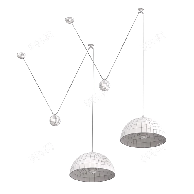 Elegant Duos Pendant Lamp 3D model image 2