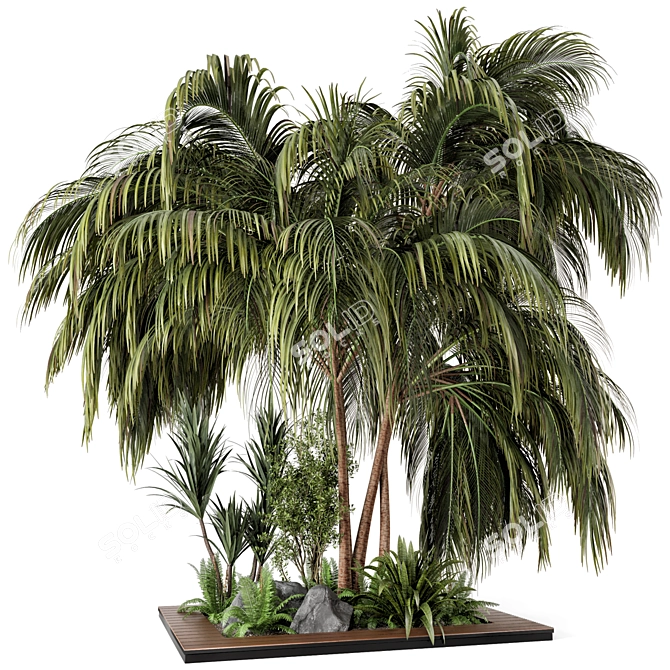 Outdoor Garden Set - Bush & Tree 3D model image 1
