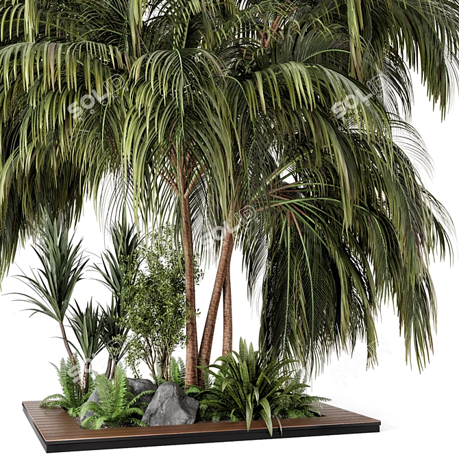 Outdoor Garden Set - Bush & Tree 3D model image 3