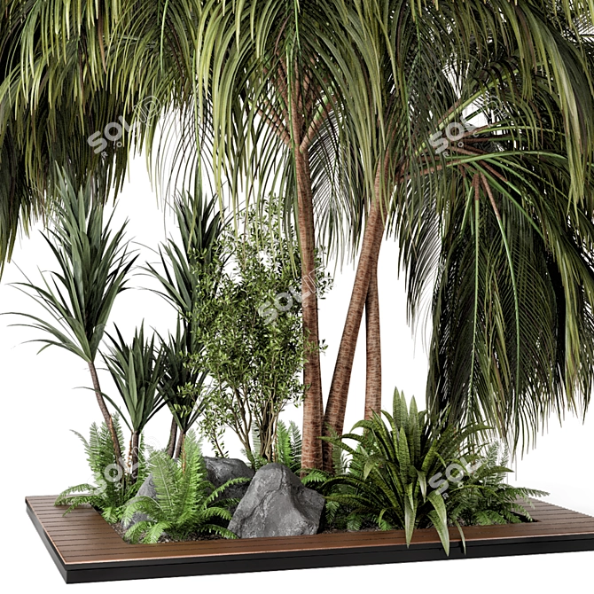 Outdoor Garden Set - Bush & Tree 3D model image 6