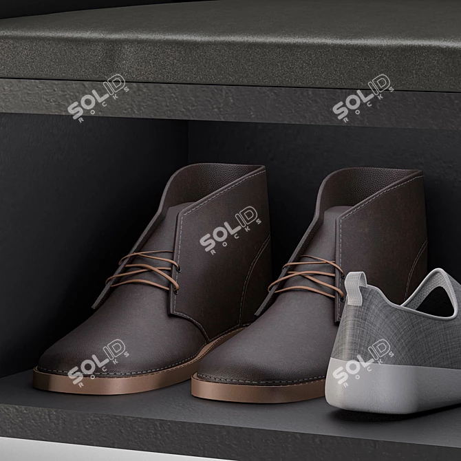 Gray Modern Shoe Storage Bench 3D model image 3