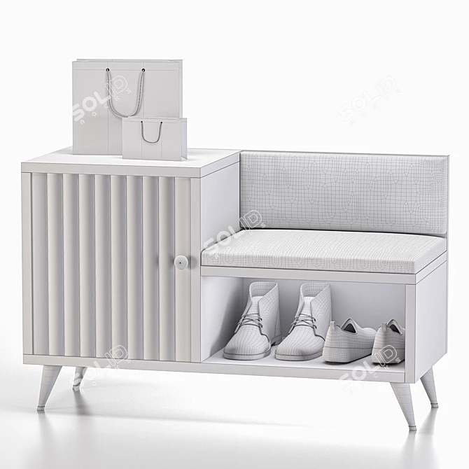 Gray Modern Shoe Storage Bench 3D model image 7