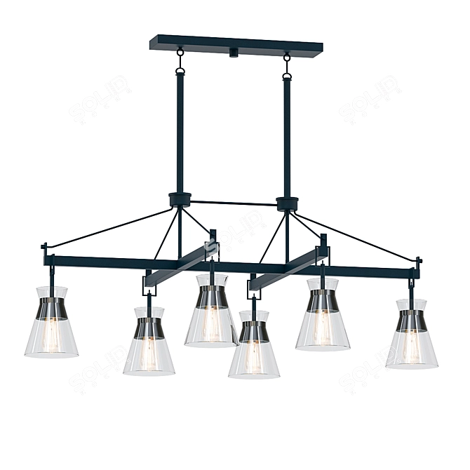 Sleek Matte Black Chandelier 3D model image 1