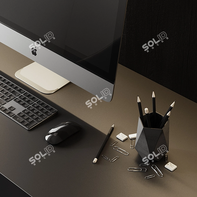 Modern Home Office Desk 3D model image 2