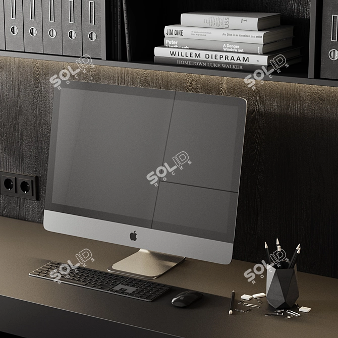 Modern Home Office Desk 3D model image 4