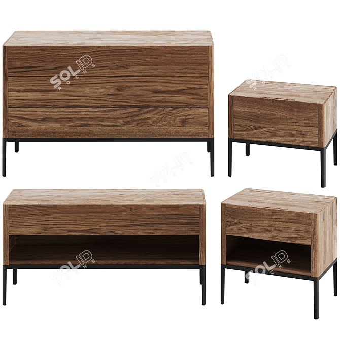 Elegant Porada Nara Table: Versatile Design & Convenient Storage 3D model image 1