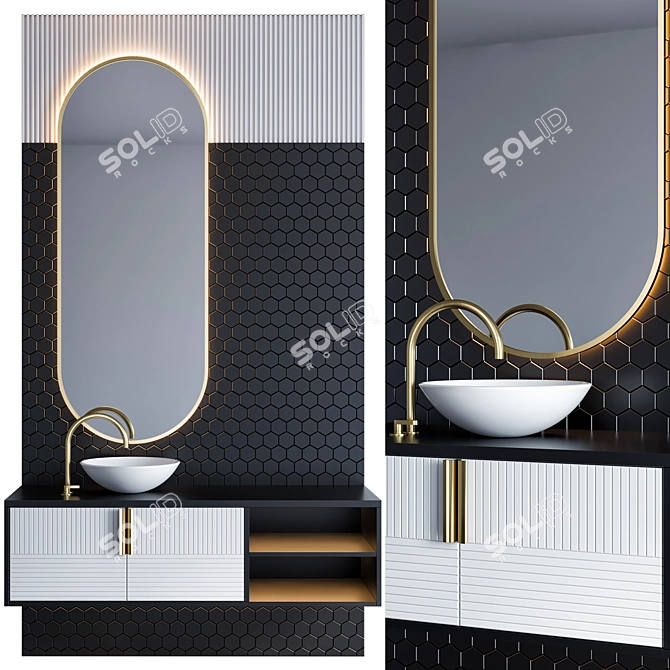 Modern Bathroom Furniture Set 3D model image 1