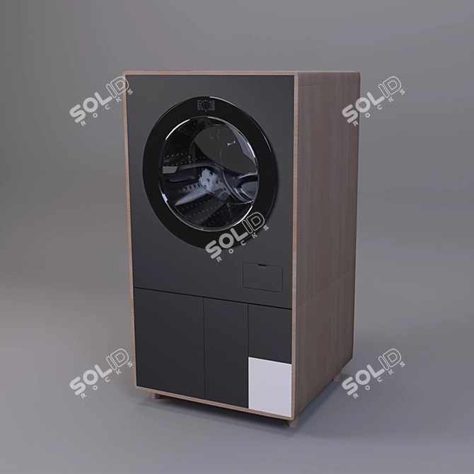 Wooden Laundry Sorter: Efficient and Eco-Friendly 3D model image 1