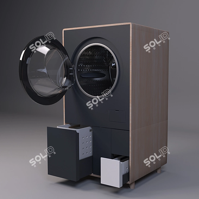 Wooden Laundry Sorter: Efficient and Eco-Friendly 3D model image 4
