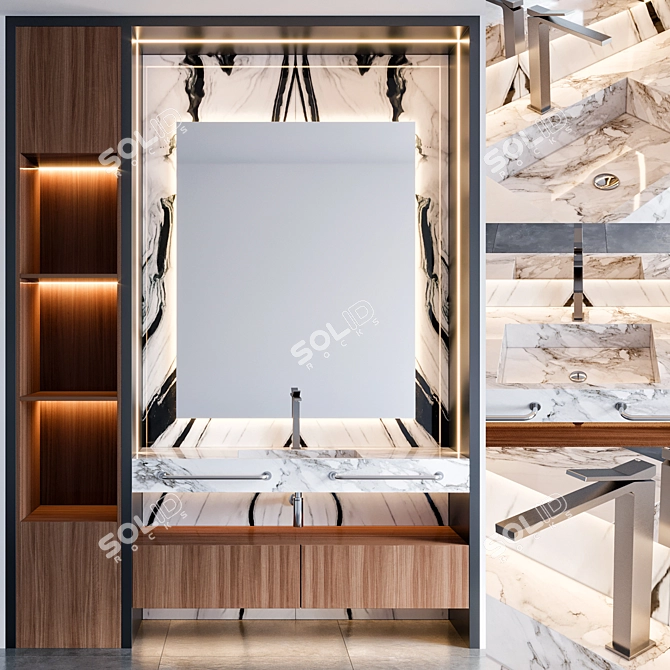 Modern 160cm Bathroom Furniture Set 3D model image 1