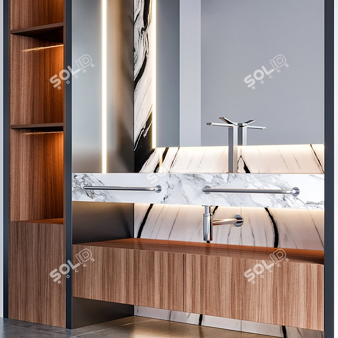 Modern 160cm Bathroom Furniture Set 3D model image 4