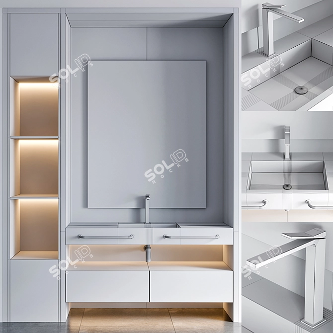 Modern 160cm Bathroom Furniture Set 3D model image 5