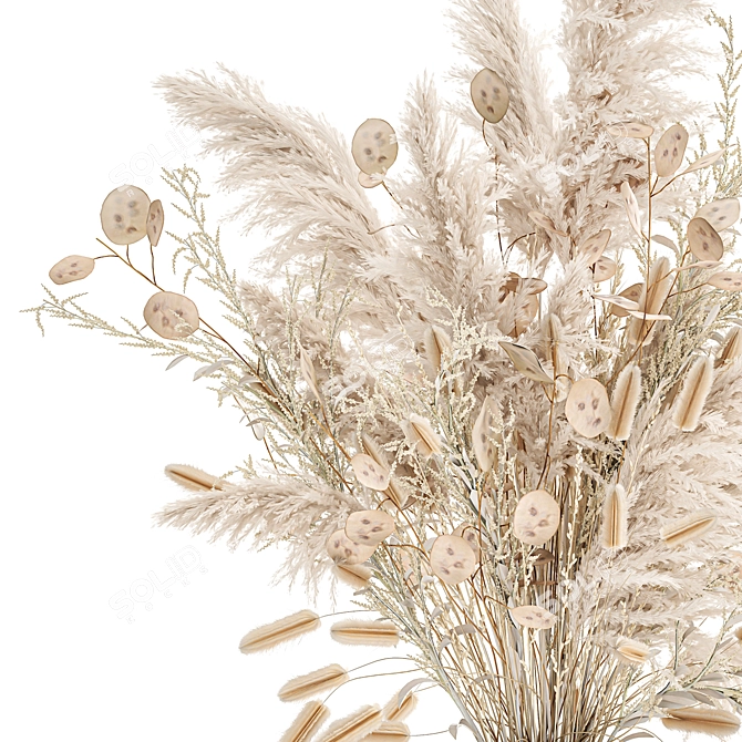 Elegant White Reed Floral Arrangement 3D model image 2