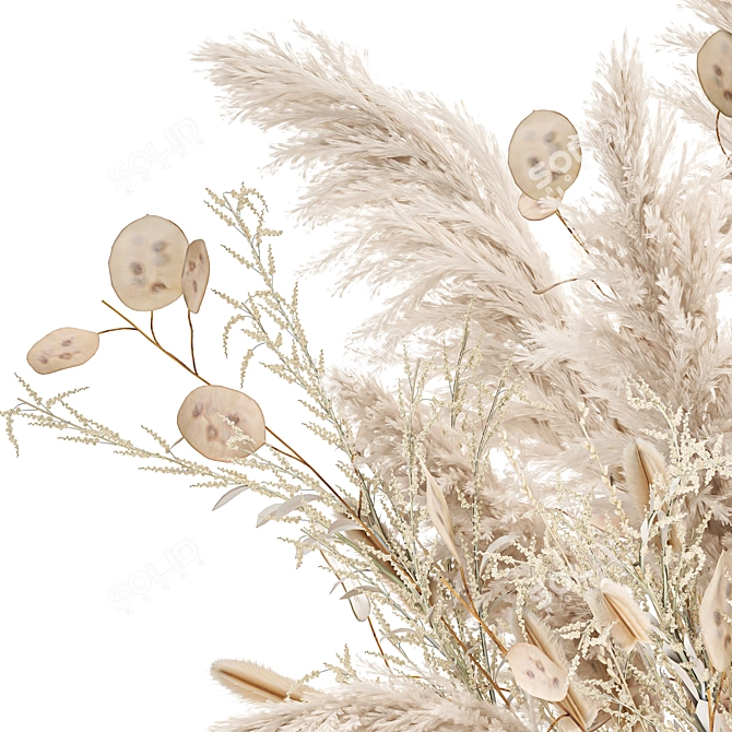 Elegant White Reed Floral Arrangement 3D model image 6