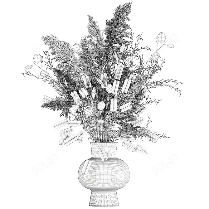 Elegant White Reed Floral Arrangement 3D model image 7