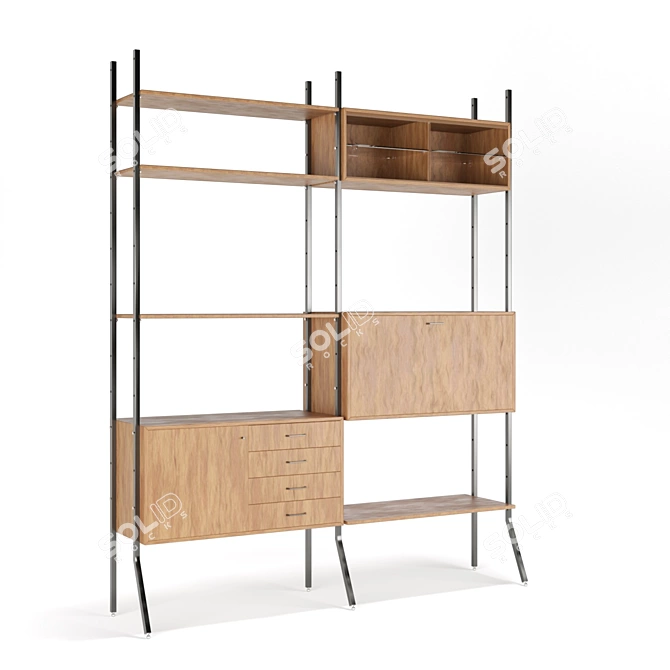 Cosmo Vintage Wall - Retro Chic Storage 3D model image 1