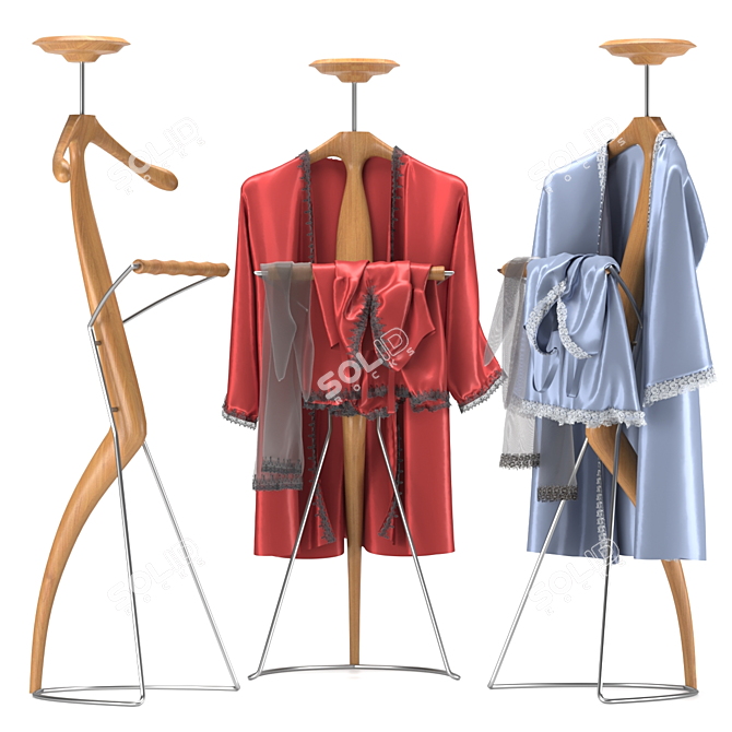 Valet Stand Porada Sir-Bis 2 with Peignoir and Stockings

 Stylish Floor Standing Clothes Valet with Two Sets of 3D model image 1