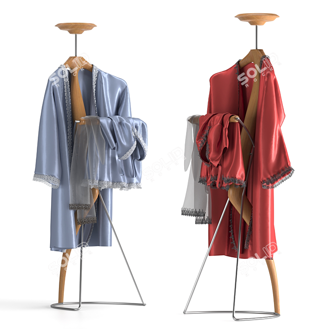 Valet Stand Porada Sir-Bis 2 with Peignoir and Stockings

 Stylish Floor Standing Clothes Valet with Two Sets of 3D model image 3