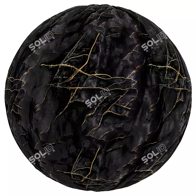 Elegant Marble Slab - Black & Gold 3D model image 2