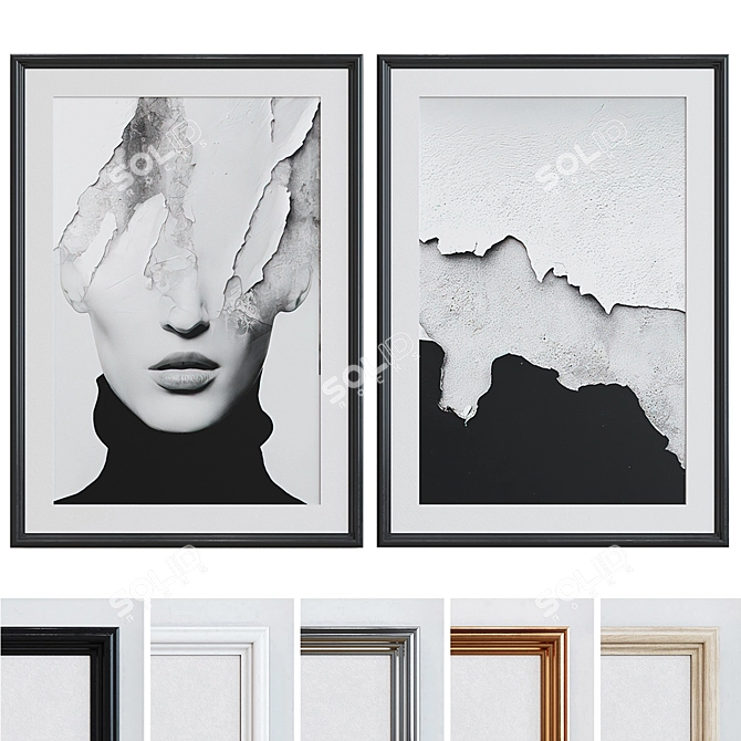  Contemporary Abstract Picture Frame Set 3D model image 1