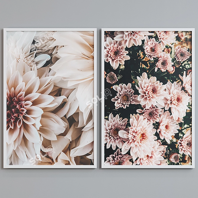 Modern Flower Picture Frame Set 3D model image 5