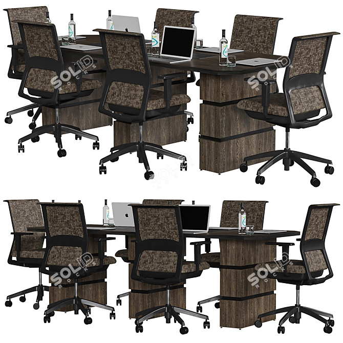 Modern Brown Conference Table 3D model image 1