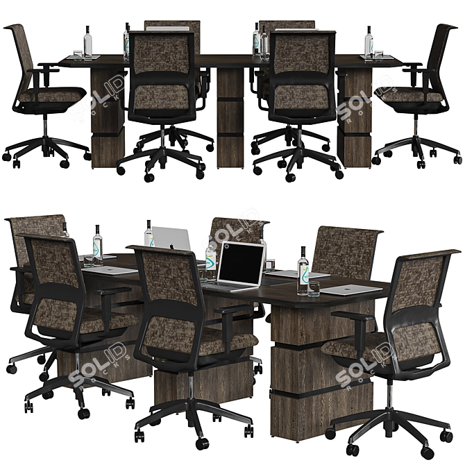 Modern Brown Conference Table 3D model image 3